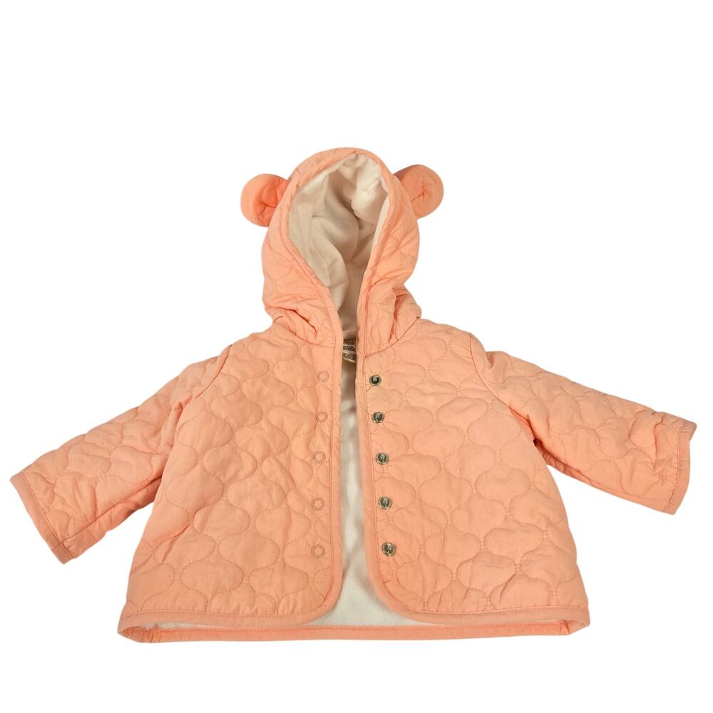 First Impression Pink Peach Quilted Hooded Outwear with Bear Ears Size 3-6 month